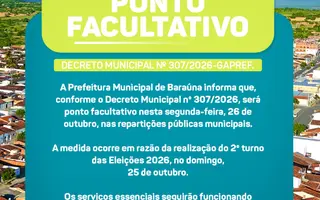 Baraúna decreta ponto facultativo para 26 de outubro