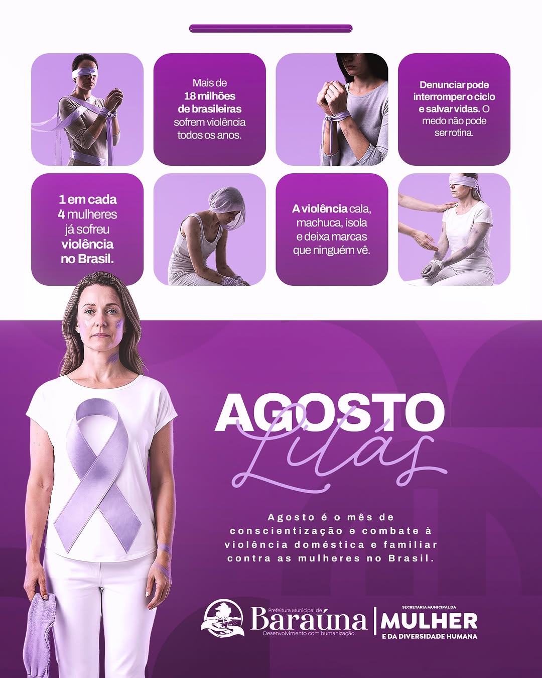 Agosto é o mês de conscientização e combate à violência doméstica e familiar contra as ...