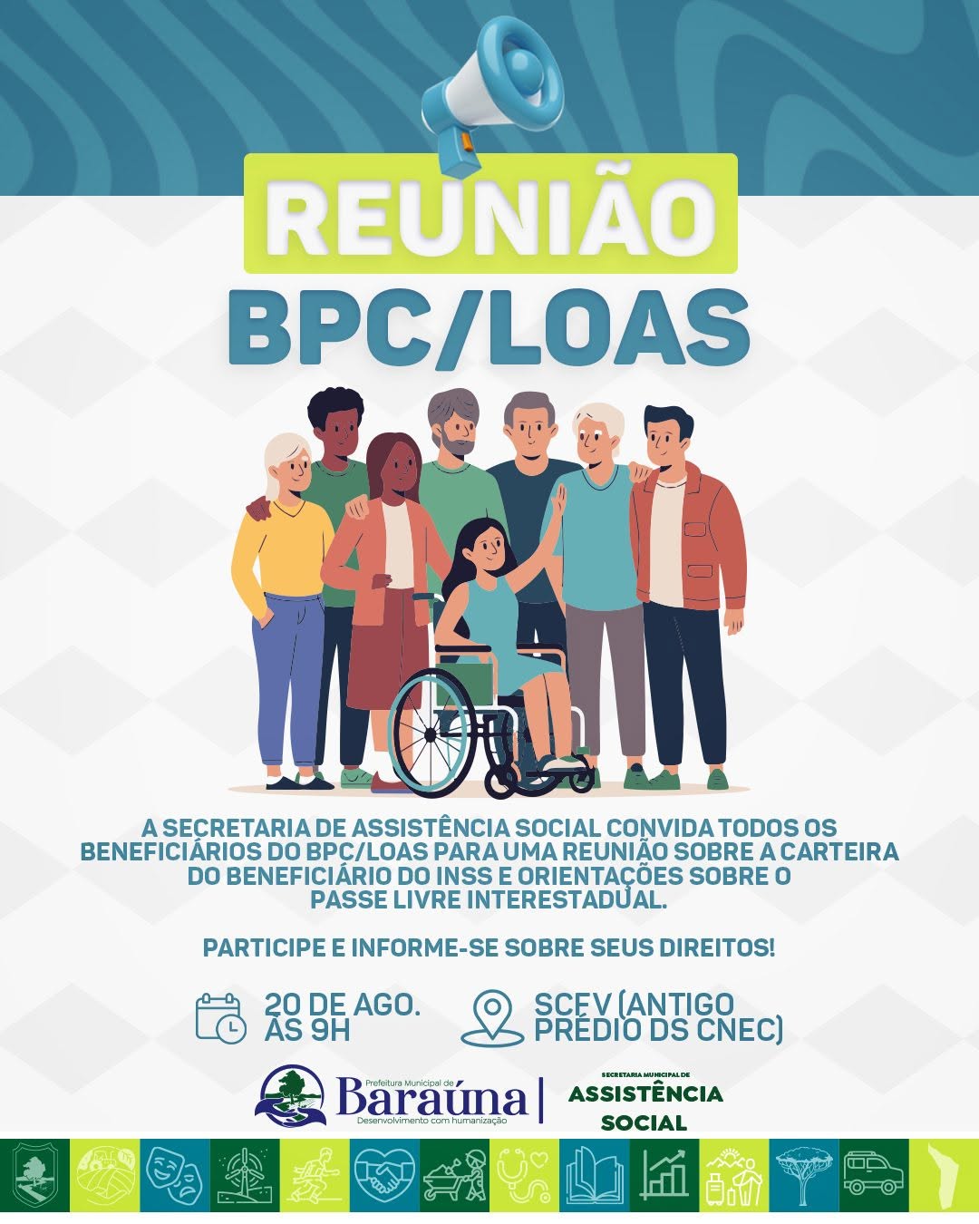 Secretaria de Assistência Social convoca beneficiários do BPC/LOAS para reunião orientativa