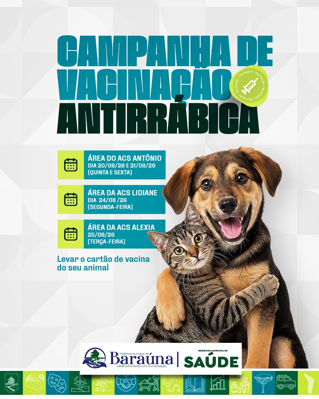 Baraúna inicia campanha de vacinação antirrábica para cães e gatos