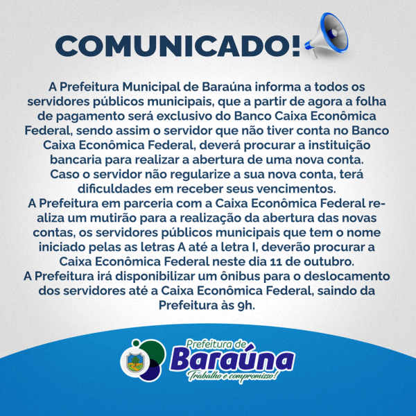 Comunicado conta salário Caixa Econômica Federal