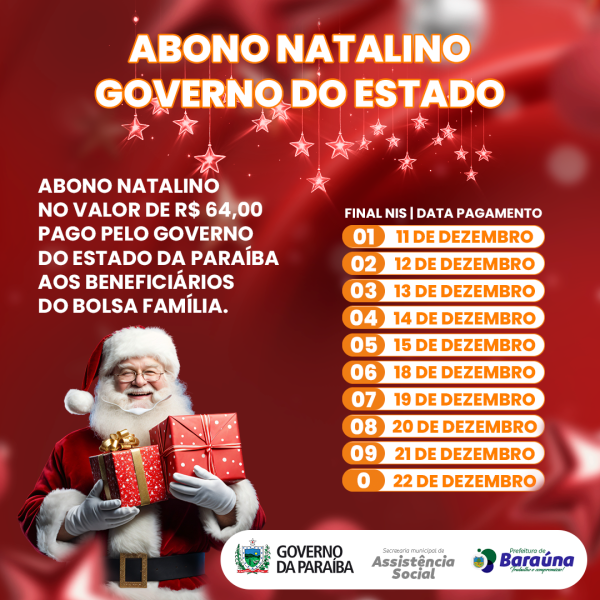 Governo da Paraíba vai pagar o Abono Natalino/2023