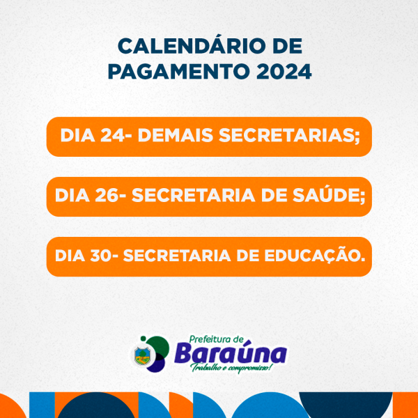 Calendário de pagamento 2024!