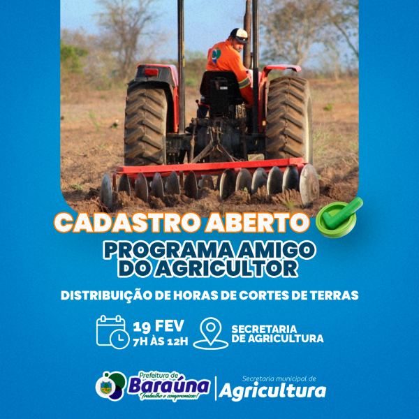 CADASTRO ABERTO - PROGRAMA AMIGO DO AGRICULTOR 2024