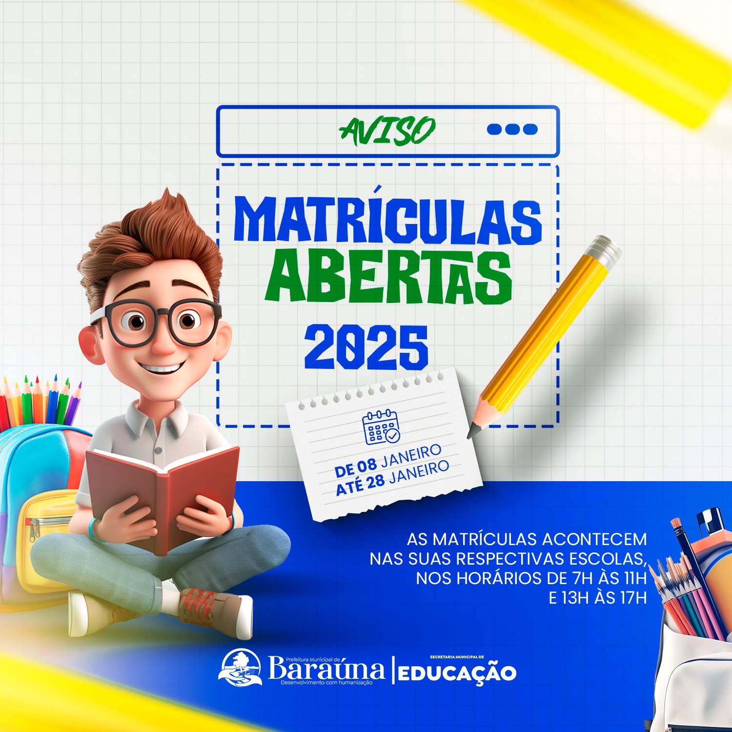 Atenção, Baraúna! Matriculas abertas!