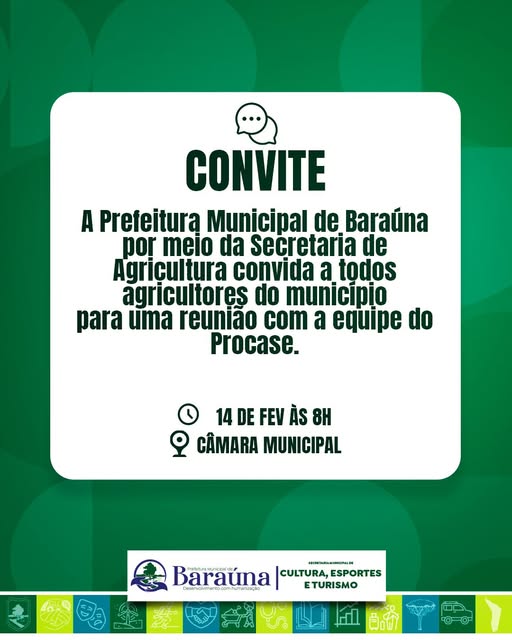 Atenção, Agricultores de Baraúna!