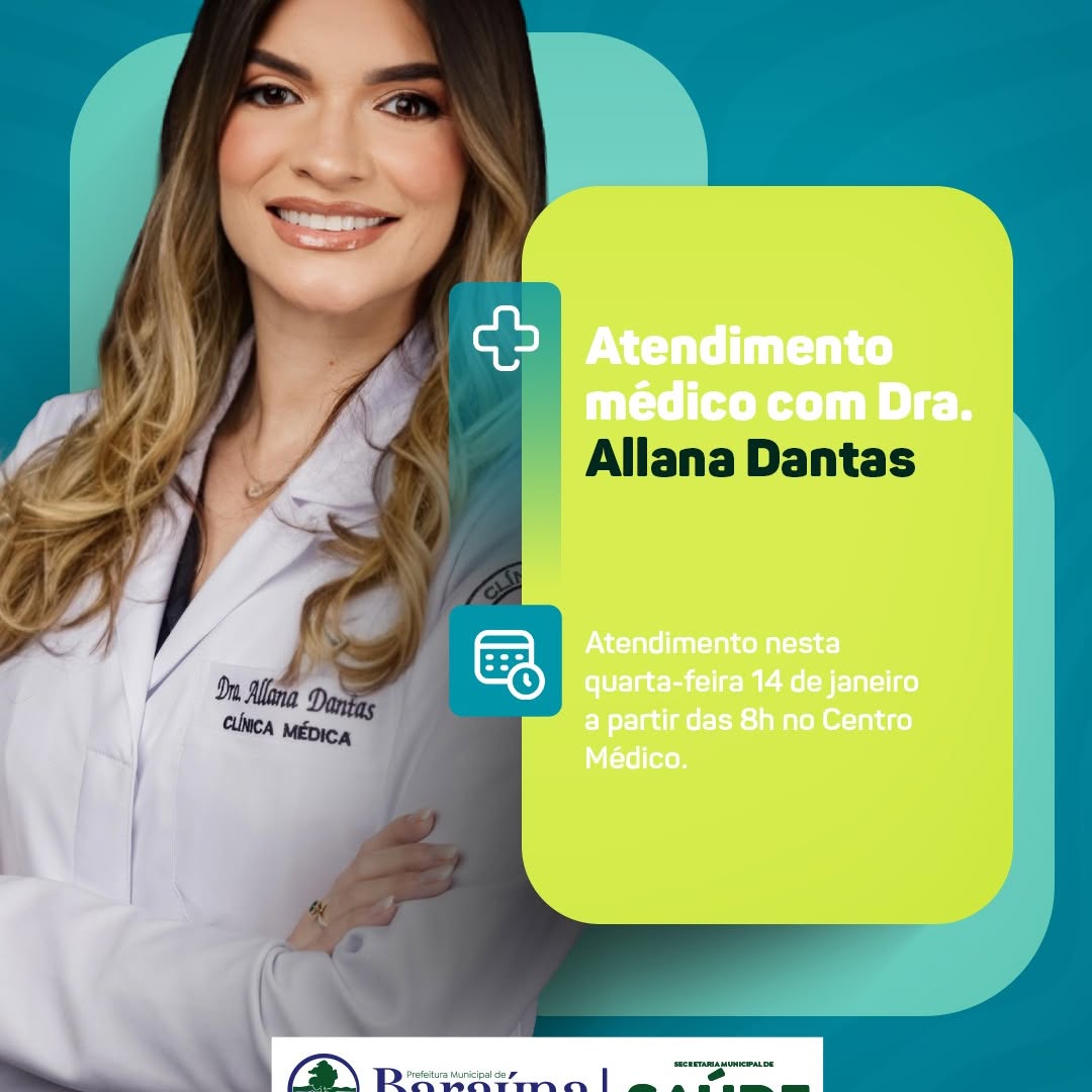Saúde em Baraúna: Dra. Allana Dantas atende na Unidade de Saúde do Centro nesta quarta