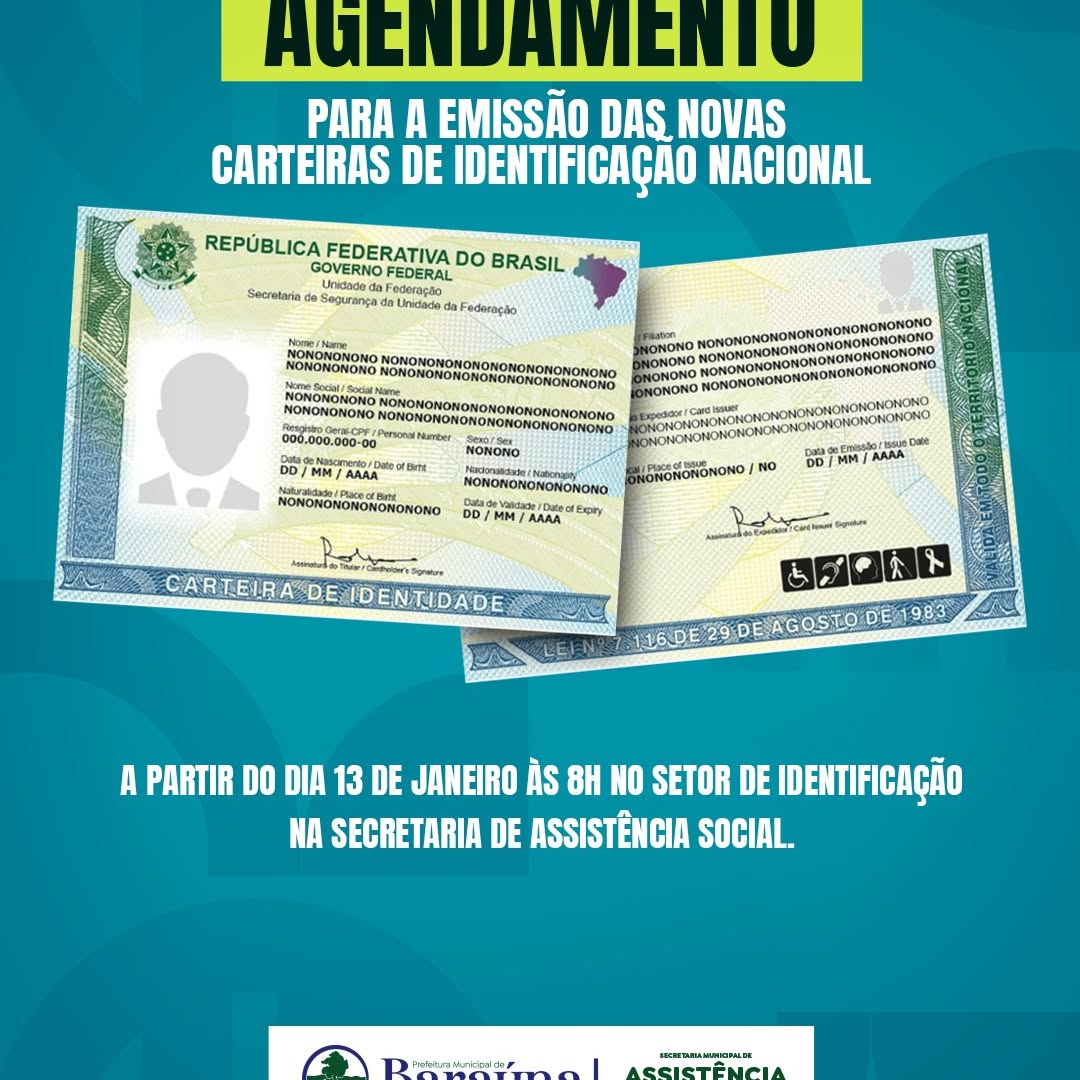 Baraúna: Agendamento da Nova CIN disponível a partir de 13 de janeiro
