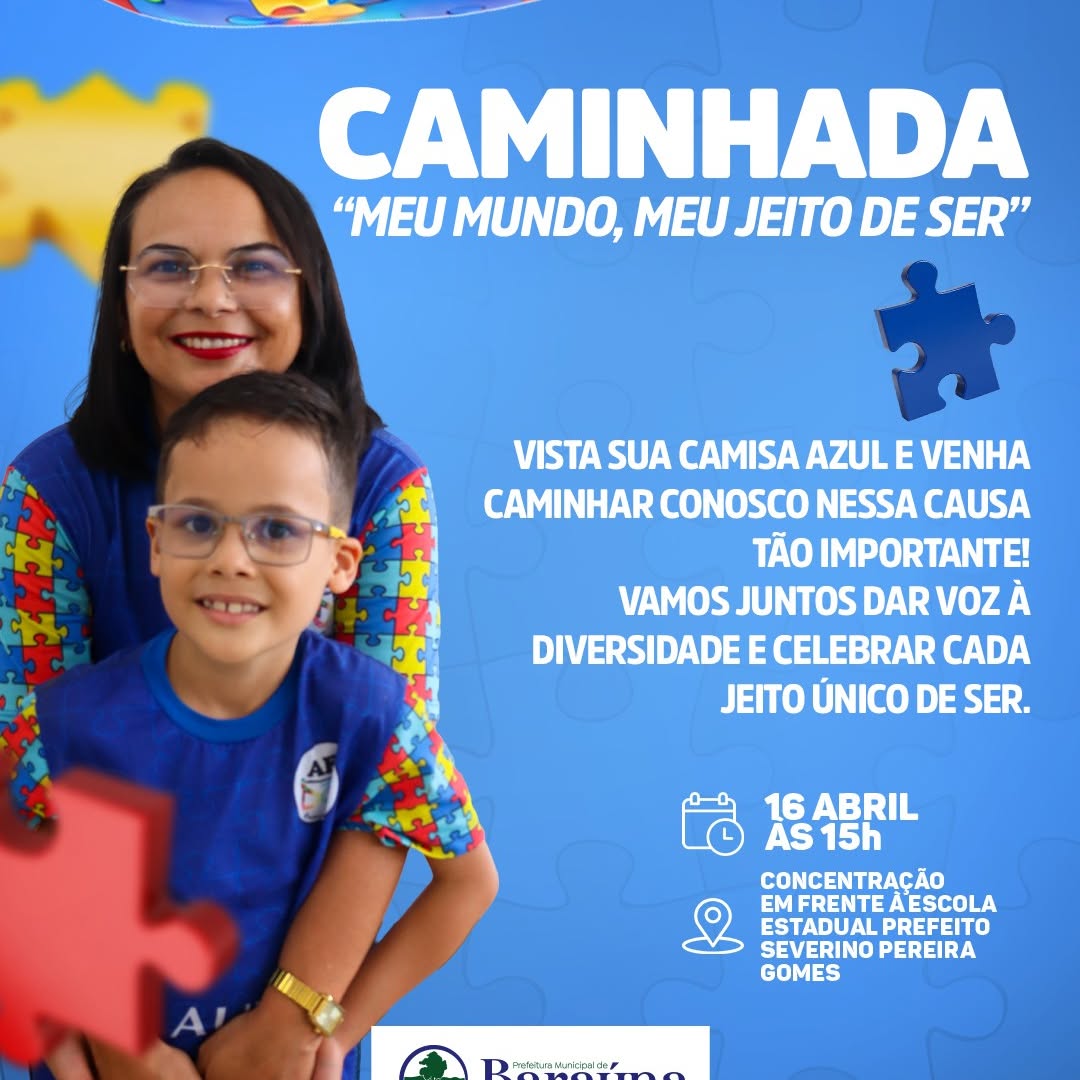 Prefeitura convoca para Caminhada Azul pela Conscientização do Autismo