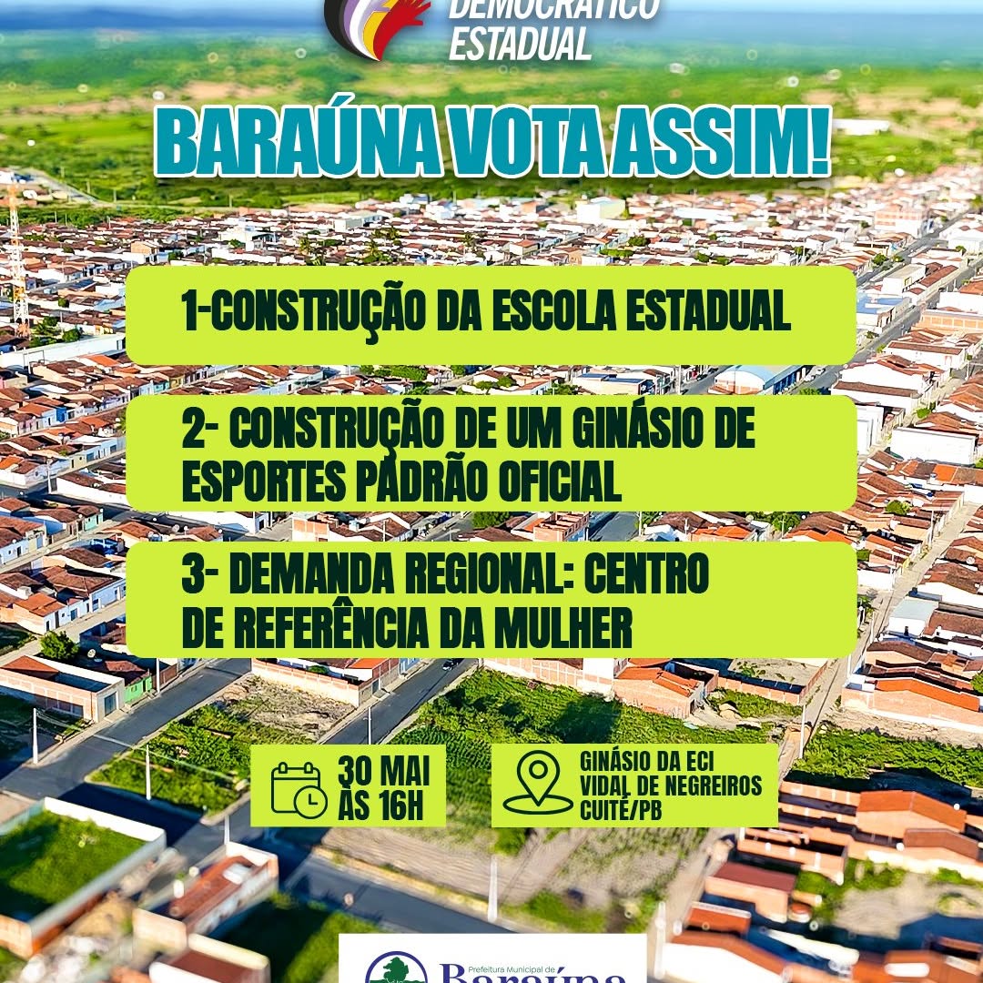 Baraúna debate futuro em Cuité: Orçamento Democrático Estadual define prioridades.