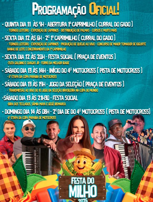 Prefeitura divulga programação oficial da Festa do Milho 2026
