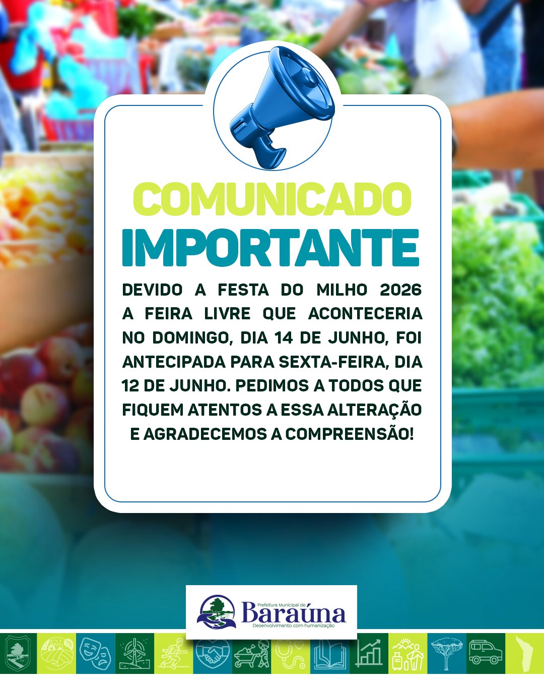 Feira livre de Baraúna é antecipada para sexta-feira (12) devido à Festa do Milho